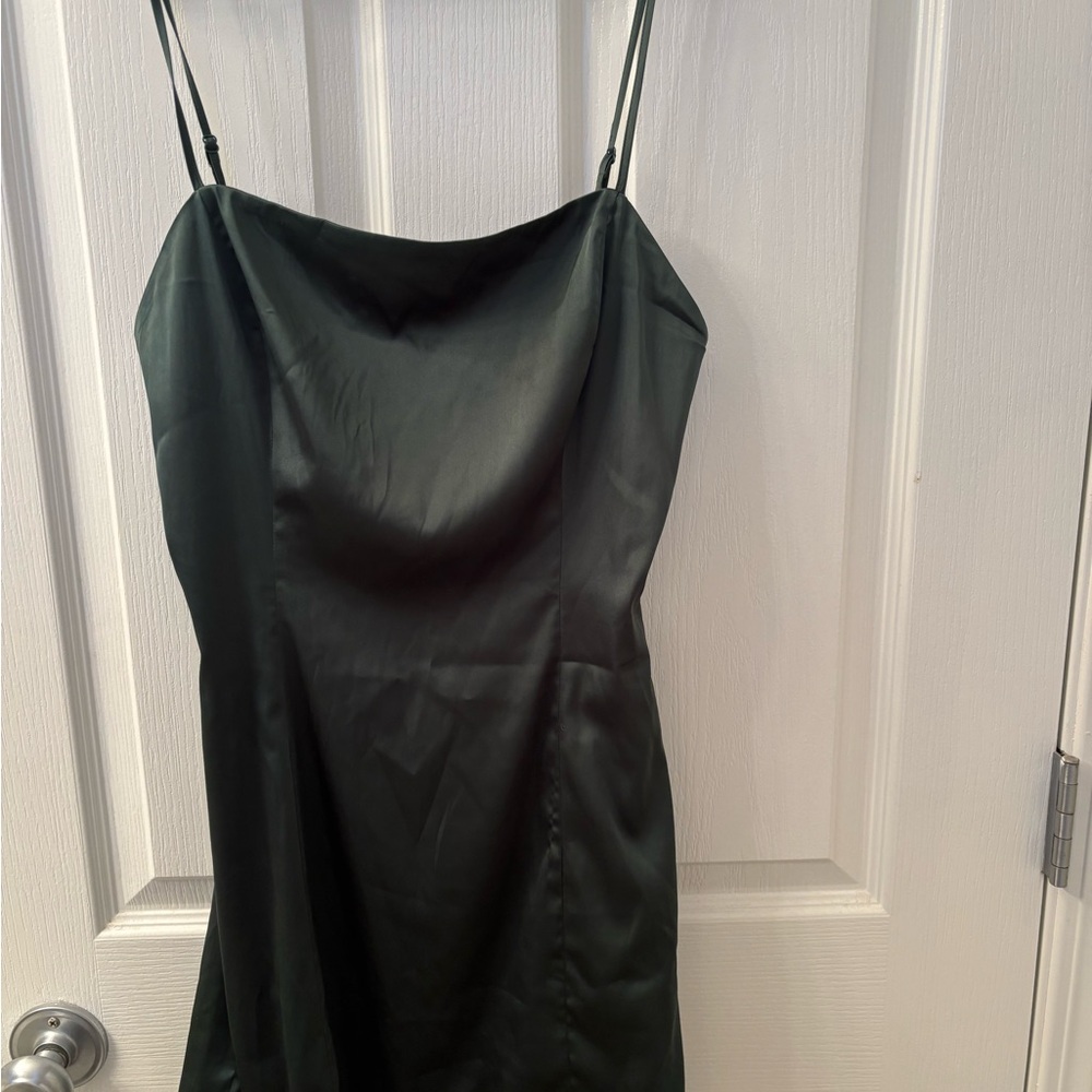 Sunday Best Forest Green Satin Dress